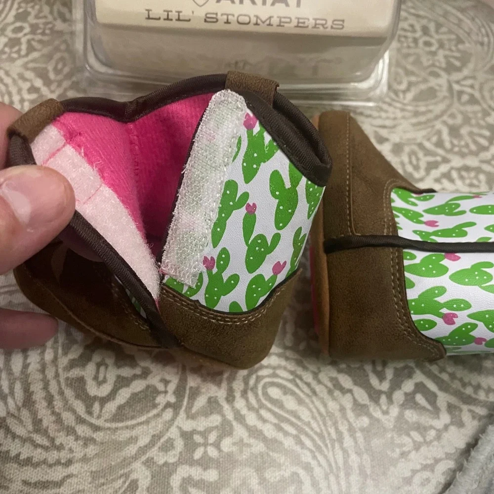 Ariat Lil Stompers Infant Girls Cactus Print Cowboy Boots Brown Pink Size 1